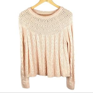 HOLLISTER Light Peach Cable Knit Pullover Sweater